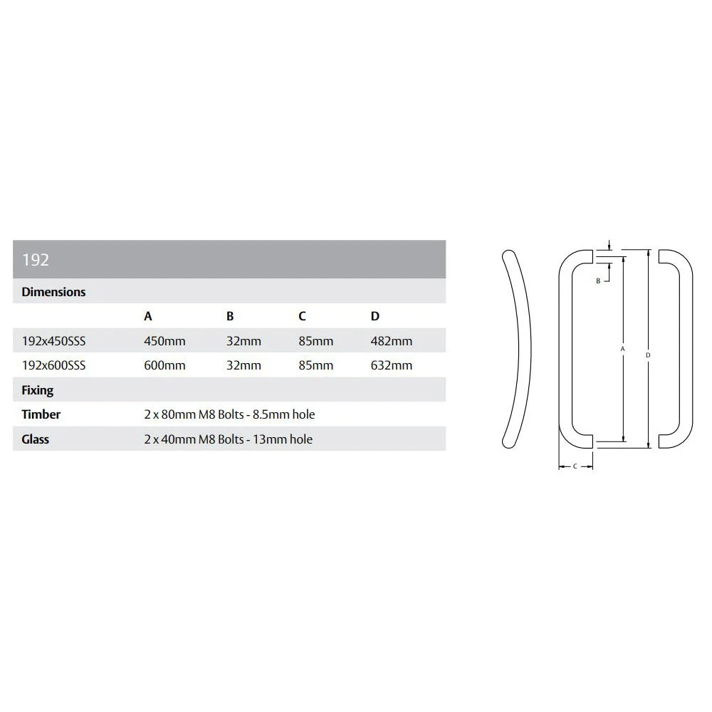 LOCKWOOD ENTRANCE PULL HANDLE - 192 2 LOCKWOOD ENTRANCE PULL HANDLE - 192