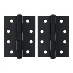 TRIO MATT BLACK BUTT HINGE FIXED PIN (PAIR) 100MM X 75MM X 2.5MM Hinges & Magnets