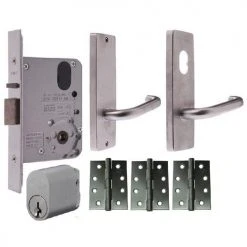LOCKWOOD DOOR HARDWARE KIT FOR TIMBER DOOR (INC. HINGES, LOCK, HANDLES & CYLINDER) Handles & Hardware