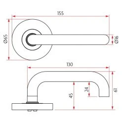 Door Handles & Levers SABRE H01 LEVERSET ON 65MM ROSE (STAINLESS STEEL)